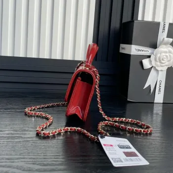 Chanel AP3226 Phone Holder with Chain Patent Calfskin & Gold Tone Metal Red