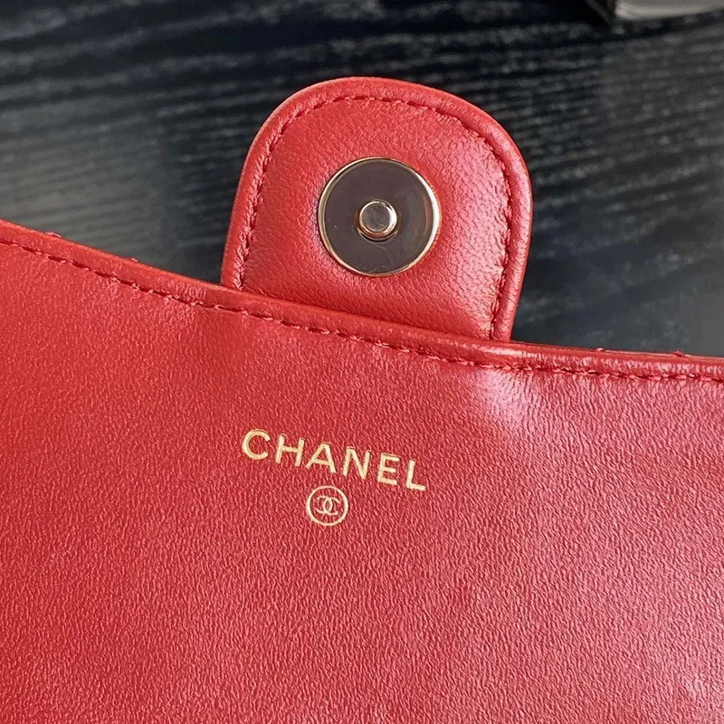 Chanel AP3226 Phone Holder with Chain Patent Calfskin & Gold Tone Metal Red