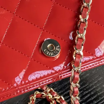 Chanel AP3226 Phone Holder with Chain Patent Calfskin & Gold Tone Metal Red