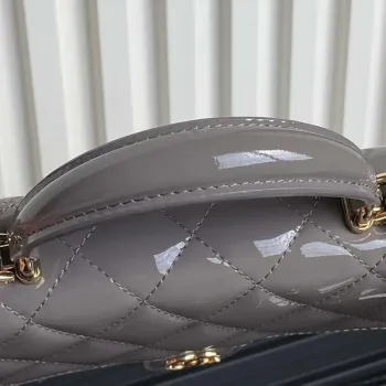 Chanel AP3226 Phone Holder with Chain Patent Calfskin & Gold Tone Metal Gray