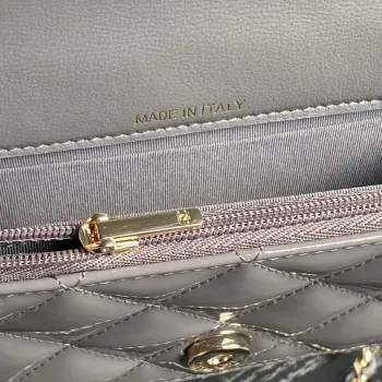 Chanel AP3226 Phone Holder with Chain Patent Calfskin & Gold Tone Metal Gray