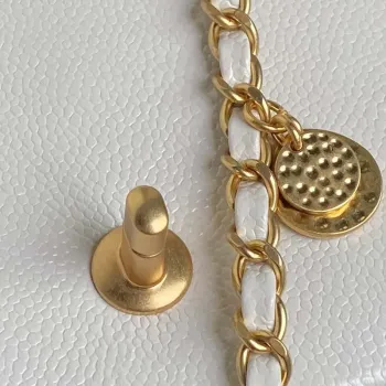 Chanel AS5218 Mini Flap Bag Grained Shiny Calfskin & Gold Tone Metal White