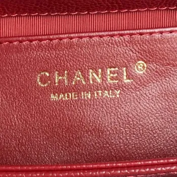 Chanel AS5218 Mini Flap Bag Grained Shiny Calfskin & Gold Tone Metal Red