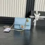 Chanel AS5218 Mini Flap Bag Grained Shiny Calfskin & Gold Tone Metal Light Blue