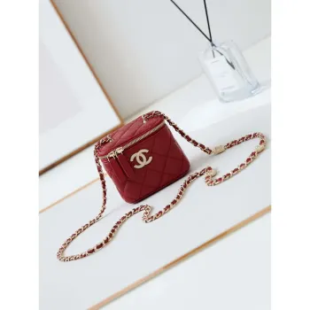 Chanel AP4302 Mini Clutch Embossed Rhinestone with Chain Vanity Box bag Red