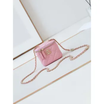 Chanel AP4302 Mini Clutch Embossed Rhinestone with Chain Vanity Box bag Pink
