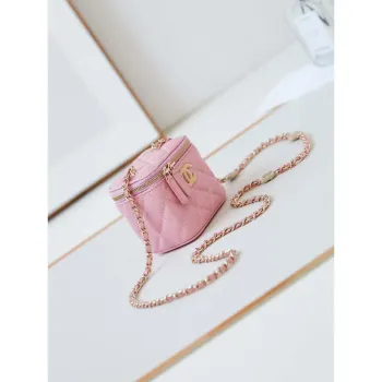 Chanel AP4302 Mini Clutch Embossed Rhinestone with Chain Vanity Box bag Pink