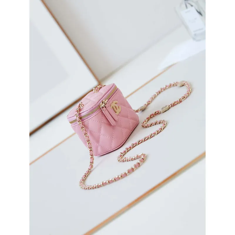 Chanel AP4302 Mini Clutch Embossed Rhinestone with Chain Vanity Box bag Pink