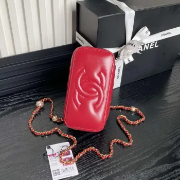 Chanel AP4285 Clutch Pearl with Chain Vanity Box bag Red