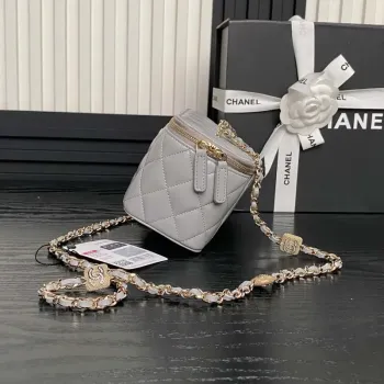 Chanel AP4301 Clutch Embossed Rhinestone with Chain Vanity Box bag Gray