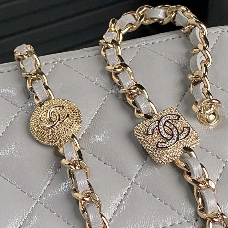 Chanel AP4301 Clutch Embossed Rhinestone with Chain Vanity Box bag Gray