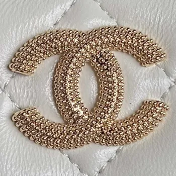 Chanel AP4301 Clutch Embossed Rhinestone with Chain Vanity Box bag White