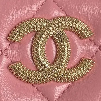 Chanel AP4301 Clutch Embossed Rhinestone with Chain Vanity Box bag Pink