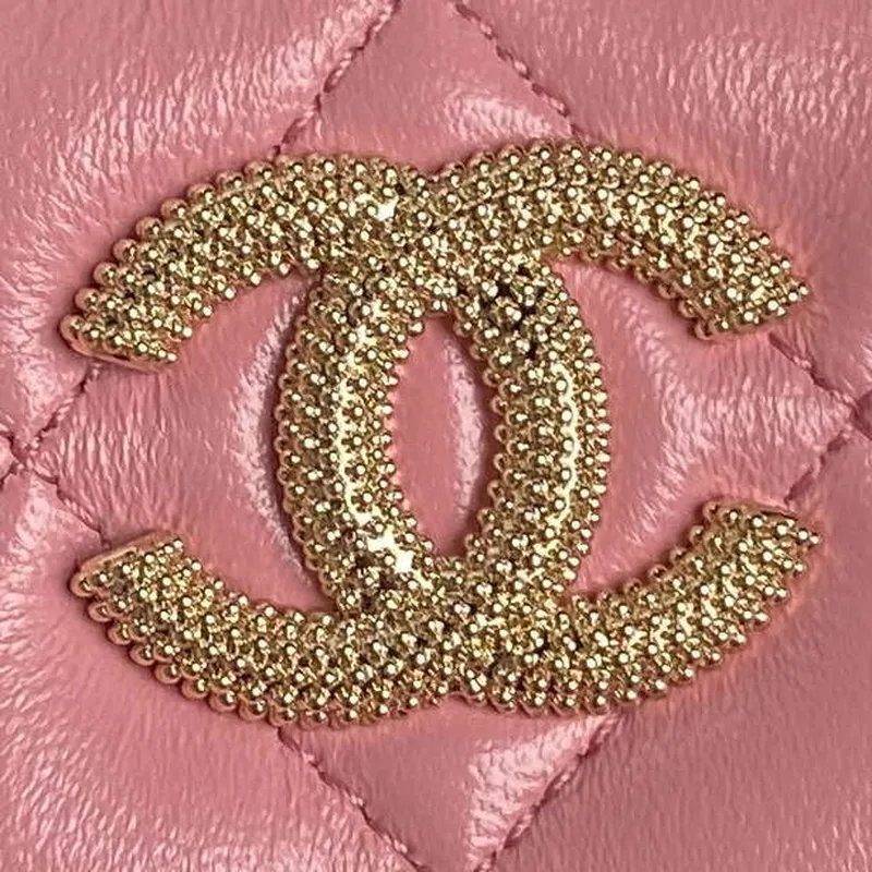 Chanel AP4301 Clutch Embossed Rhinestone with Chain Vanity Box bag Pink