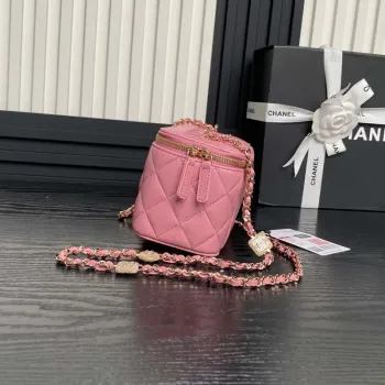 Chanel AP4301 Clutch Embossed Rhinestone with Chain Vanity Box bag Pink