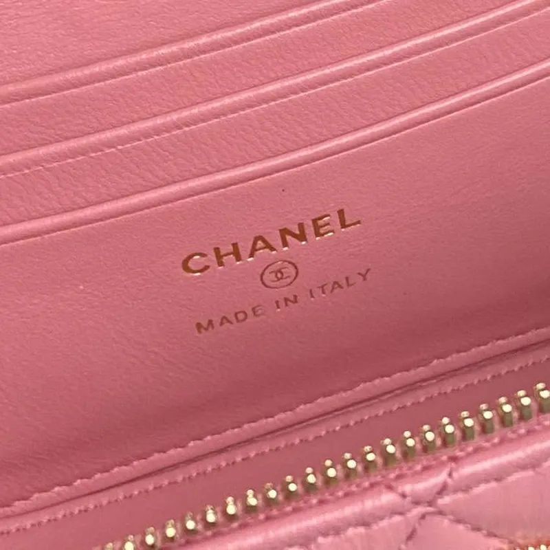 Chanel AP4301 Clutch Embossed Rhinestone with Chain Vanity Box bag Pink
