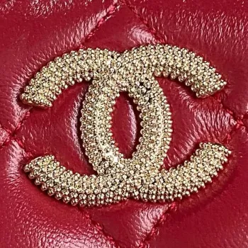 Chanel AP4301 Clutch Embossed Rhinestone with Chain Vanity Box bag Red