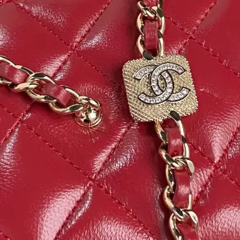 Chanel AP4301 Clutch Embossed Rhinestone with Chain Vanity Box bag Red