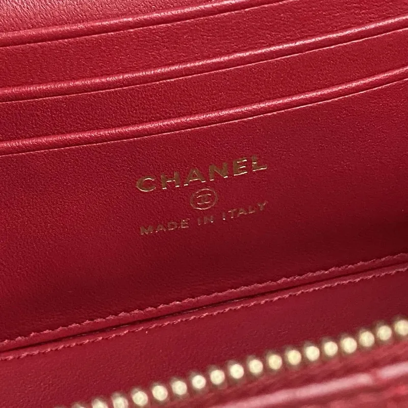 Chanel AP4301 Clutch Embossed Rhinestone with Chain Vanity Box bag Red