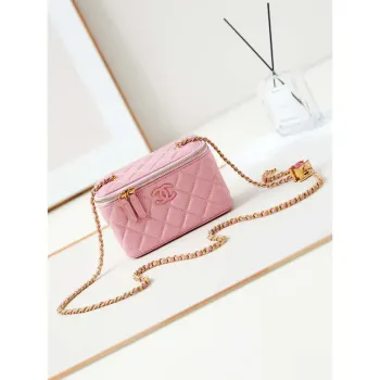 Chanel AP3940 Clutch With Chain Lambskin Vanity Box bag with Enamel buckle Pink