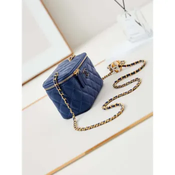Chanel AP3940 Clutch With Chain Lambskin Vanity Box bag with Enamel buckle Blue
