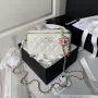 Chanel AP3940 Clutch With Chain Lambskin Vanity Box bag with Enamel buckle White
