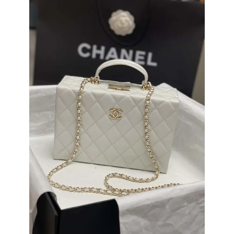 Chanel 25A AS5167 Small box bag Lambskin White