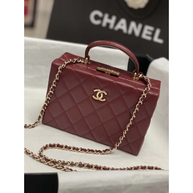 Chanel 25A AS5167 Small box bag Lambskin Red