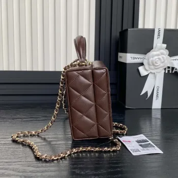 Chanel 25A AS5167 Small box bag Lambskin Dark Brown