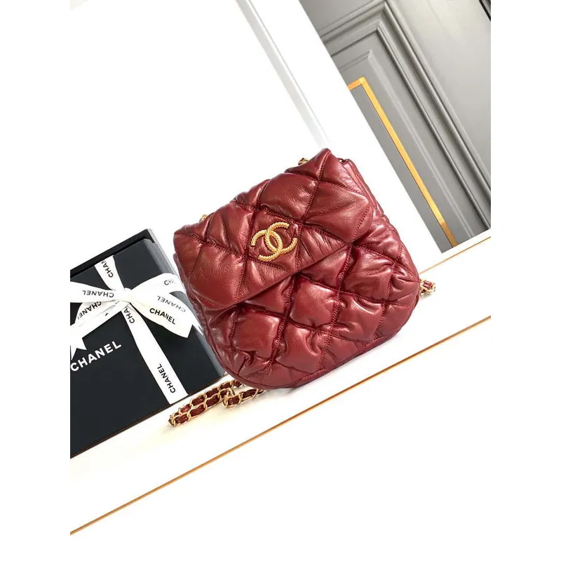 Chanel 24K New Saddle Small Bag Lambskin AS9980 Red Gold
