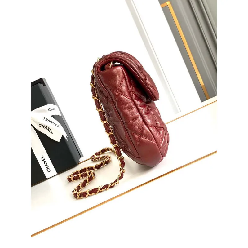 Chanel 24K New Saddle Small Bag Lambskin AS9980 Red Gold