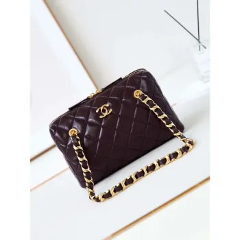 Chanel 24K New Bowling ball waxed Lambskin AS5152 Wine red Gold