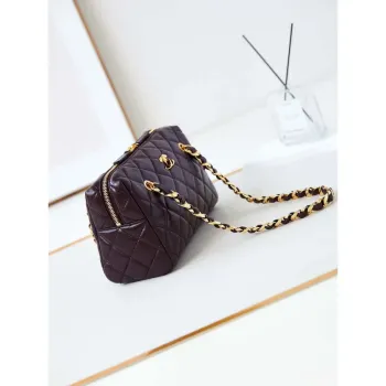 Chanel 24K New Bowling ball waxed Lambskin AS5152 Wine red Gold