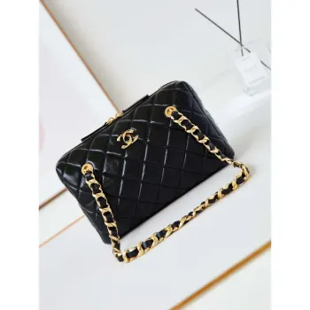 Chanel 24K New Bowling ball waxed Lambskin AS5152 Black Gold