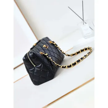 Chanel 24K New Bowling ball waxed Lambskin AS5152 Black Gold