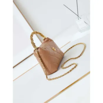 Chanel AS4189 Hobo braided With top handle Shiny Lambskin & Gold Tone Metal Brown