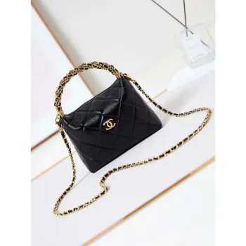 Chanel AS4189 Hobo Braided Top-Handle — Shiny Black Lambskin & Gold-Tone Luxury