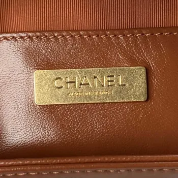 Chanel AS4109 Mini Flap bag With top handle Shiny Lambskin & Gold Tone Metal Brown