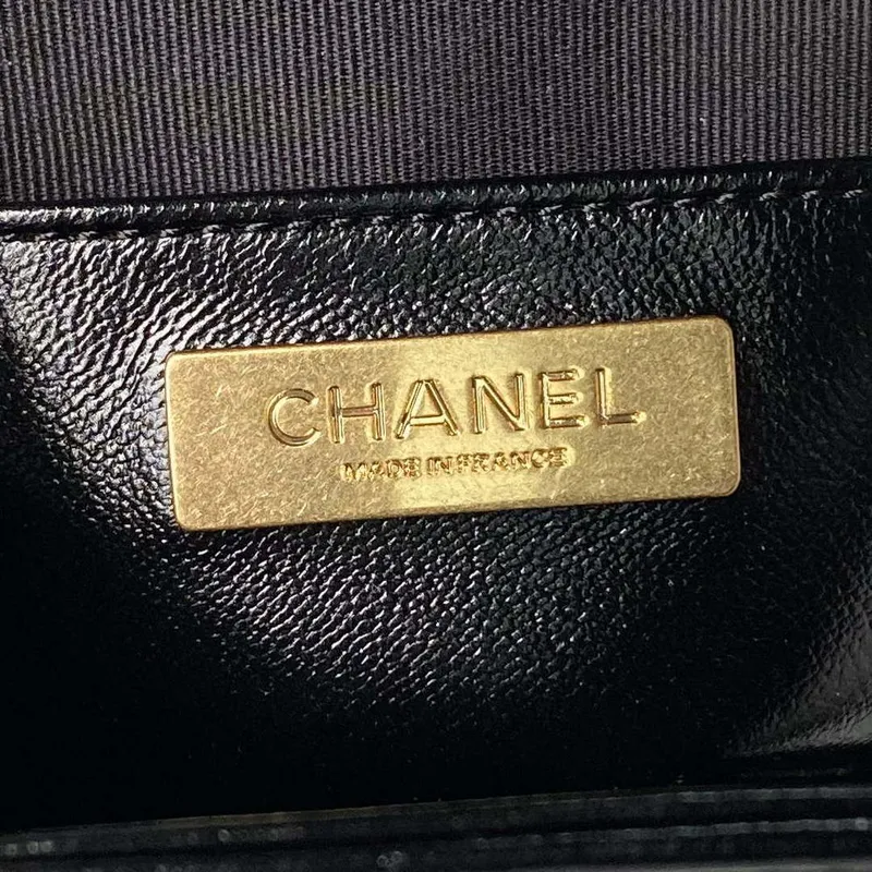 Chanel AS4109 Mini Flap bag With top handle Shiny Lambskin & Gold Tone Metal Black