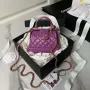 Chanel AS4109 Mini Flap bag With top handle Shiny Lambskin & Gold Tone Metal Purple
