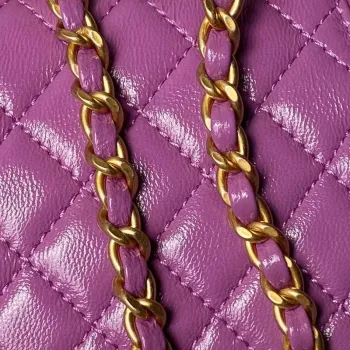 Chanel AS4109 Mini Flap bag With top handle Shiny Lambskin & Gold Tone Metal Purple