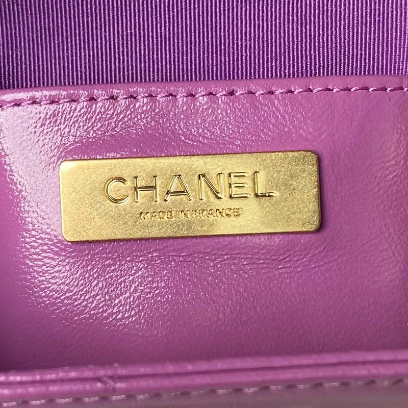 Chanel AS4109 Mini Flap bag With top handle Shiny Lambskin & Gold Tone Metal Purple