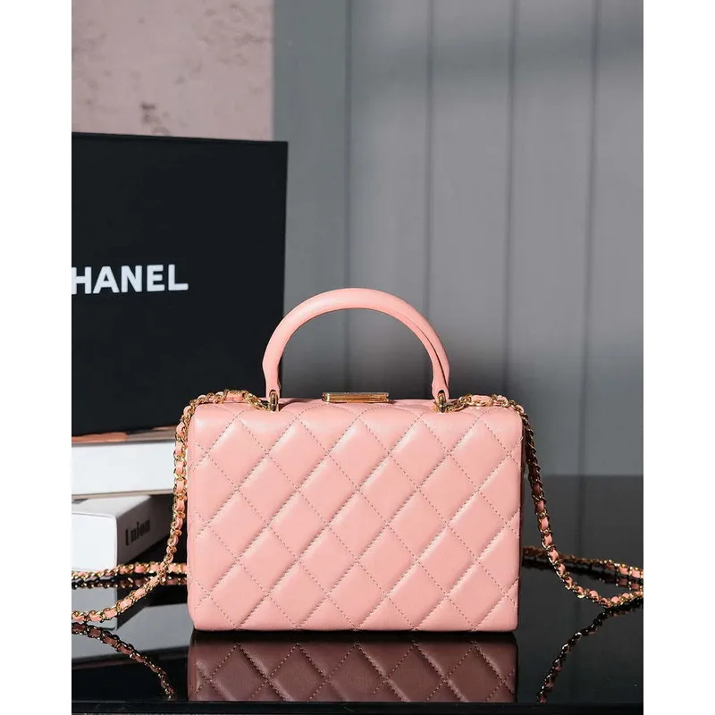 Chanel 25A Autumn and Winter New Vanity Box Lambskin Bag Pink