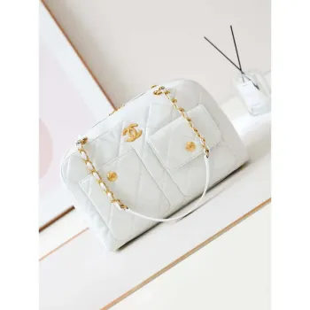 Chanel 24K Bowling Shoulder bowling Bag Gold AS4933 White