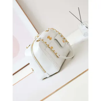 Chanel 24K Bowling Shoulder bowling Bag Gold AS4933 White