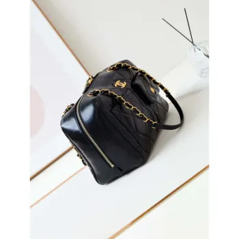 Chanel 24K Bowling Shoulder bowling Bag Gold AS4933 Black