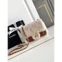 Chanel AS5148 Mini Flap Bag Shearling Lambskin & Gold Tone Metal Beige & Brown