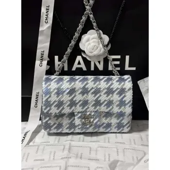 Chanel A69900 Mini Classic Handbag Embroidered Satin Sequins & Silver Tone Metal