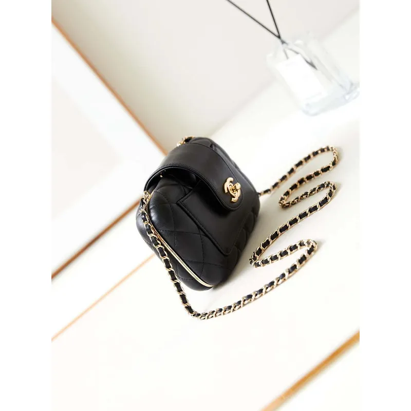 Chanel AS5178 Evening Chain Bag Lambskin Gold Tone Metal Black