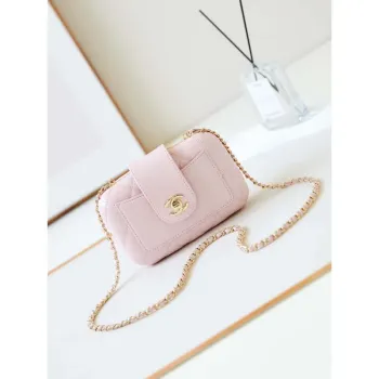 Chanel AS5178 Evening Chain Bag Lambskin Gold Tone Metal Pink